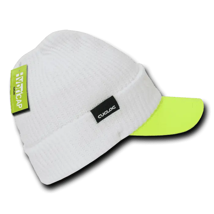 Cuglog C01 The Original Hybri Beanie with Visor - White Neon Green - White Green / One Size Fits Most