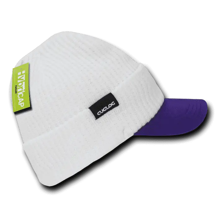 Cuglog C01 The Original Hybri Beanie with Visor - White Purple - White Purple / One Size Fits Most
