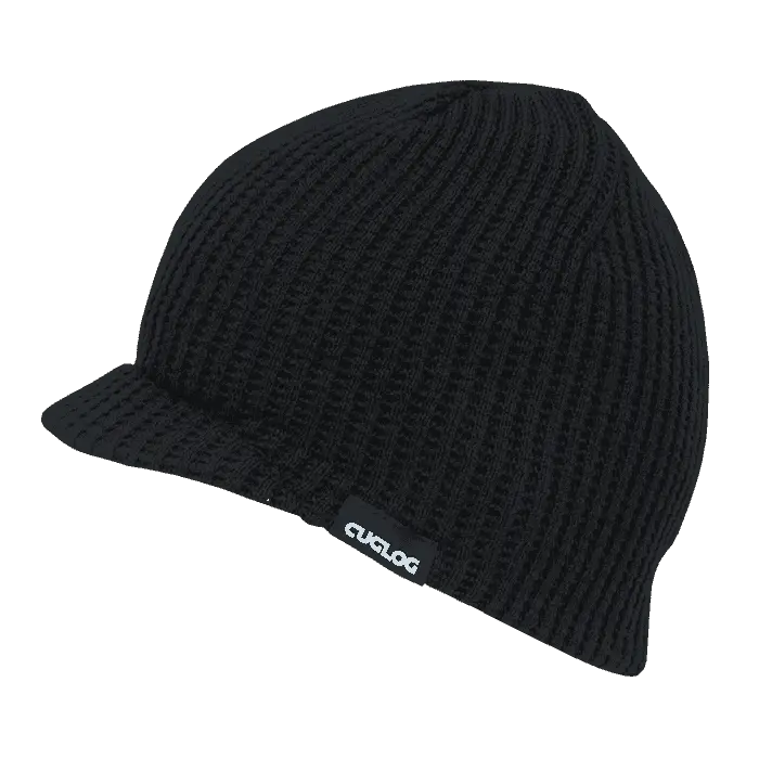 Cuglog K006 McKinley Waffle Jeep Beanie with Visor - Black - Black / One Size Fits Most