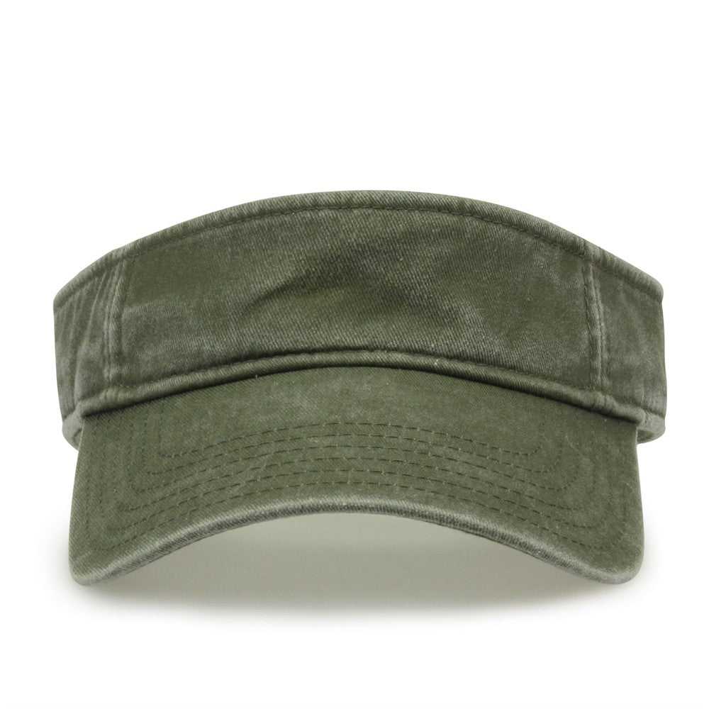 The Game GB466 Pigment Dyed Twill Visor - Light Olive - HIT a Double - 2