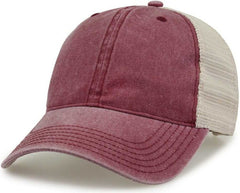 The Game GB460 Pigment Dyed Twill & Soft Trucker Cap - Dark Maroon Sand | HIT a Double