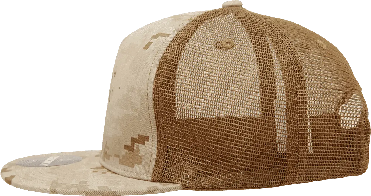 Decky 1040 Classic 5 Panel Cot. Trucker Cap - Desert Camo Brown - Desert Camo Brown / One Size Fits Most