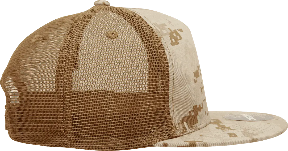 Decky 1040 Classic 5 Panel Cot. Trucker Cap - Desert Camo Brown - Desert Camo Brown / One Size Fits Most
