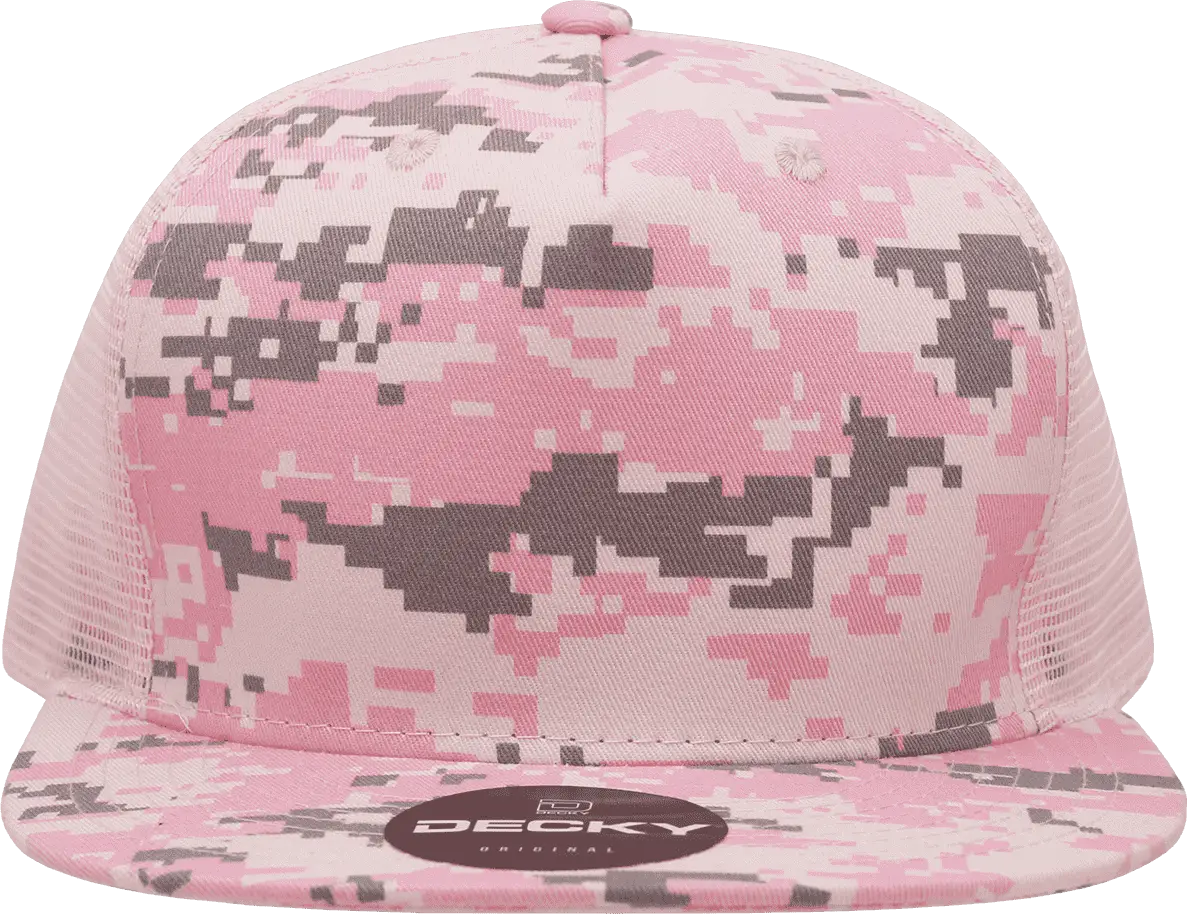 Decky 1040 Classic 5 Panel Cot. Trucker Cap - PKD Camo Pink - PKD Camo Pink / One Size Fits Most