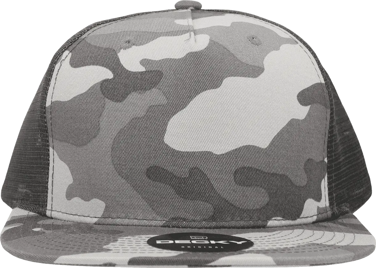 Decky 1040 Classic 5 Panel Cot. Trucker Cap - Urban Camo - Urban Camo / One Size Fits Most