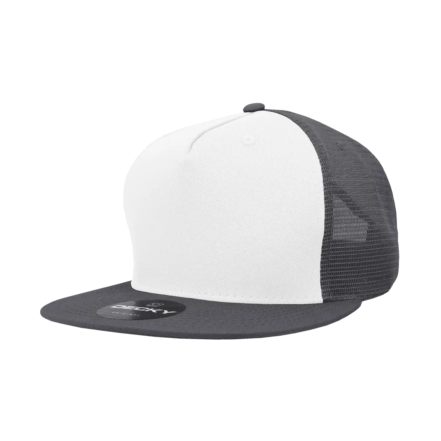 Decky 1040 Classic 5 Panel Trucker Cap White Charcoal White Dark Gray / One Size Fits Most