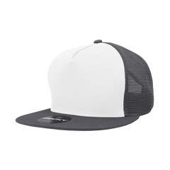 Decky 1040 Classic 5 Panel Trucker Cap White Charcoal White Dark Gray / One Size Fits Most