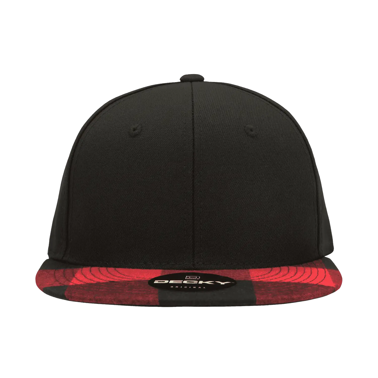 Decky 1045 Plaid Flat Bill Snapback Cap - Black Red - Black Red / One Size Fits Most