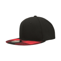 Decky 1045 Plaid Flat Bill Snapback Cap - Black Red - Black Red / One Size Fits Most
