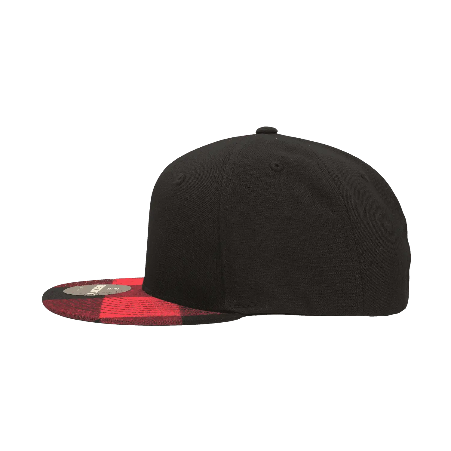 Decky 1045 Plaid Flat Bill Snapback Cap - Black Red - Black Red / One Size Fits Most