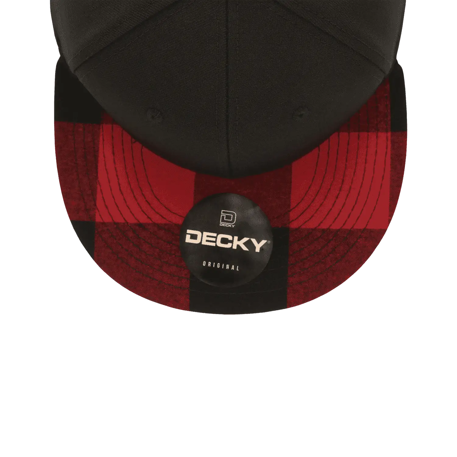 Decky 1045 Plaid Flat Bill Snapback Cap - Black Red - Black Red / One Size Fits Most