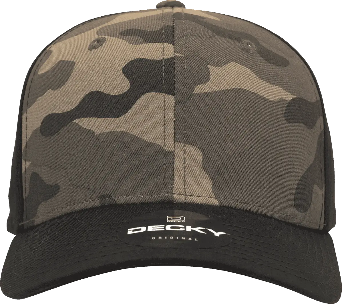 Decky 1048 Camo Curve Bill Baseball Cap - Black Woodland Camo - Black Woodland / One Size Fits Most