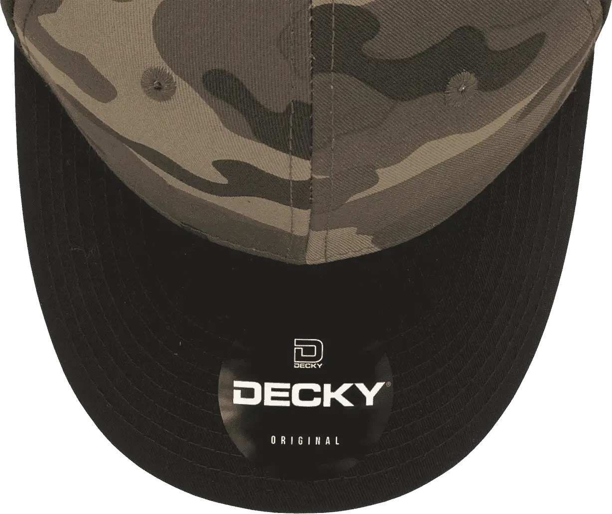 Decky 1048 Camo Curve Bill Baseball Cap - Black Woodland Camo - Black Woodland / One Size Fits Most