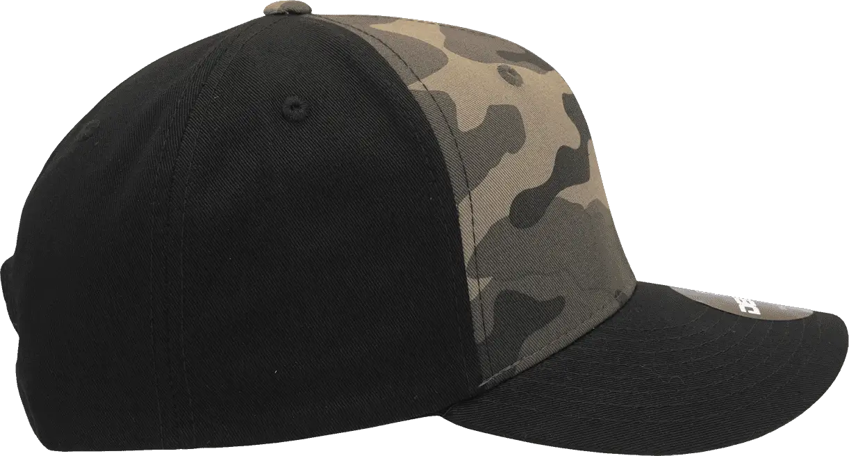 Decky 1048 Camo Curve Bill Baseball Cap - Black Woodland Camo - Black Woodland / One Size Fits Most