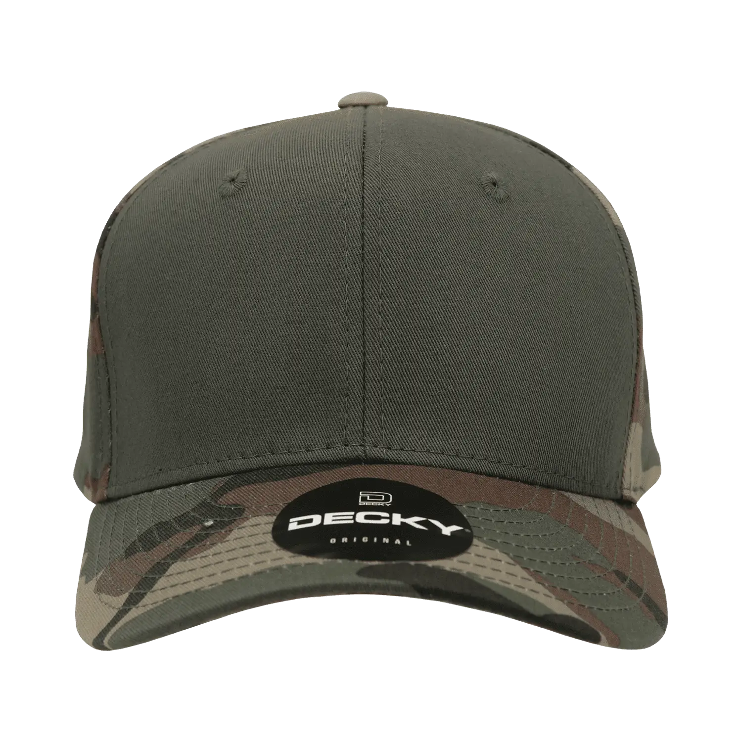 Decky 1048 Camo Curve Bill Baseball Cap - Woodland Camo Olive - Woodland Olive / One Size Fits Most