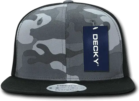 Decky 1049 Camo Cotton Snapback Cap - Black Urban Camo Black - Black Urban Camo Black / One Size Fits Most