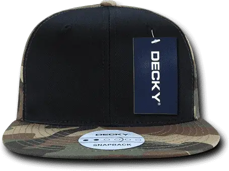 Decky 1049 Camo Cotton Snapback Cap - Black Woodland Camo - Black Woodland / One Size Fits Most