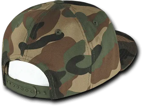 Decky 1049 Camo Cotton Snapback Cap - Black Woodland Camo - Black Woodland / One Size Fits Most