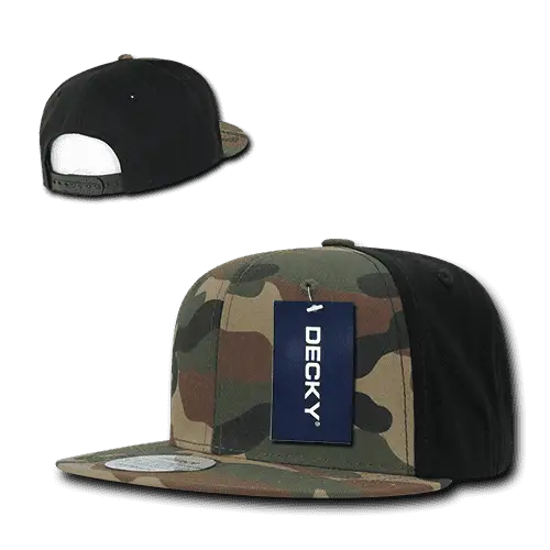 Decky 1049 Camo Cotton Snapback Cap - Woodland Camo Woodland Camo Black - Muti-Color / One Size Fits Most