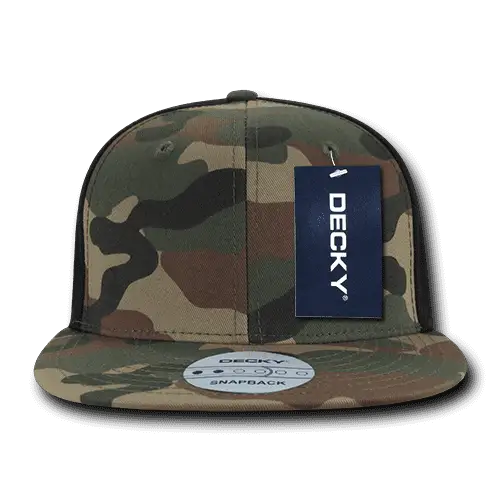 Decky 1049 Camo Cotton Snapback Cap - Woodland Camo Woodland Camo Black - Muti-Color / One Size Fits Most