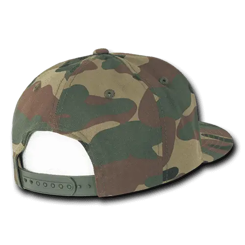 Decky 1049 Camo Cotton Snapback Cap - Woodland Camo - Woodland Camo / One Size Fits Most