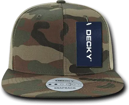 Decky 1049 Camo Cotton Snapback Cap - Woodland Camo Khanki - Woodland Khanki / One Size Fits Most