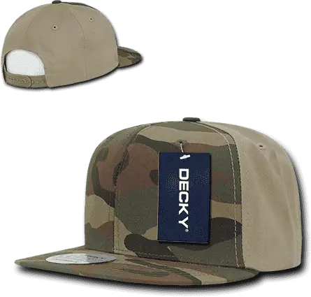Decky 1049 Camo Cotton Snapback Cap - Woodland Camo Khanki - Woodland Khanki / One Size Fits Most