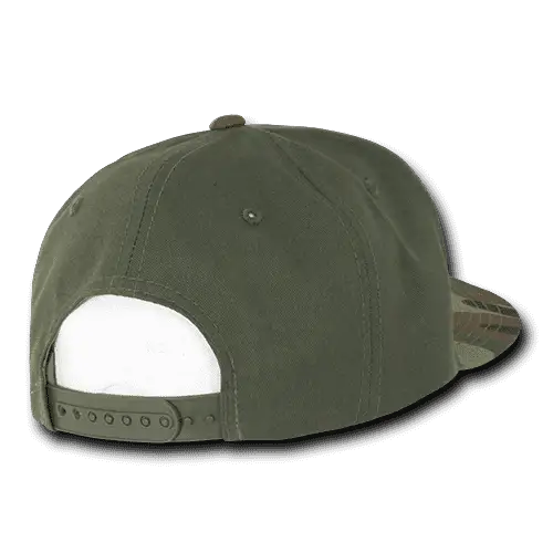 Decky 1049 Camo Cotton Snapback Cap - Woodland Olive - Woodland Olive / One Size Fits Most