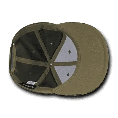 Decky 1049 Camo Cotton Snapback Cap - Woodland Olive - Woodland Olive / One Size Fits Most