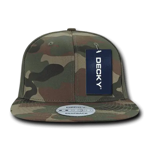 Decky 1049 Camo Cotton Snapback Cap - Woodland Olive - Woodland Olive / One Size Fits Most