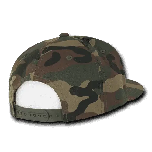 Decky 1049 Camo Cotton Snapback Cap - Woodland Camo Olive - Woodland Olive / One Size Fits Most