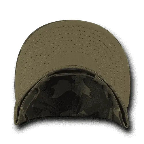 Decky 1049 Camo Cotton Snapback Cap - Woodland Camo Olive - Woodland Olive / One Size Fits Most