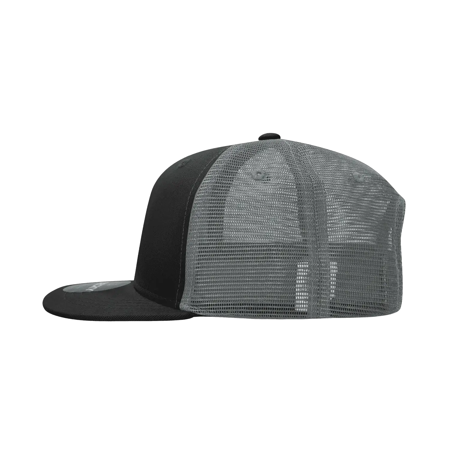 Decky 1052 6 Panel Flat Bill Trucker Cap - Black Charcoal - Black Dark Gray / One Size Fits Most