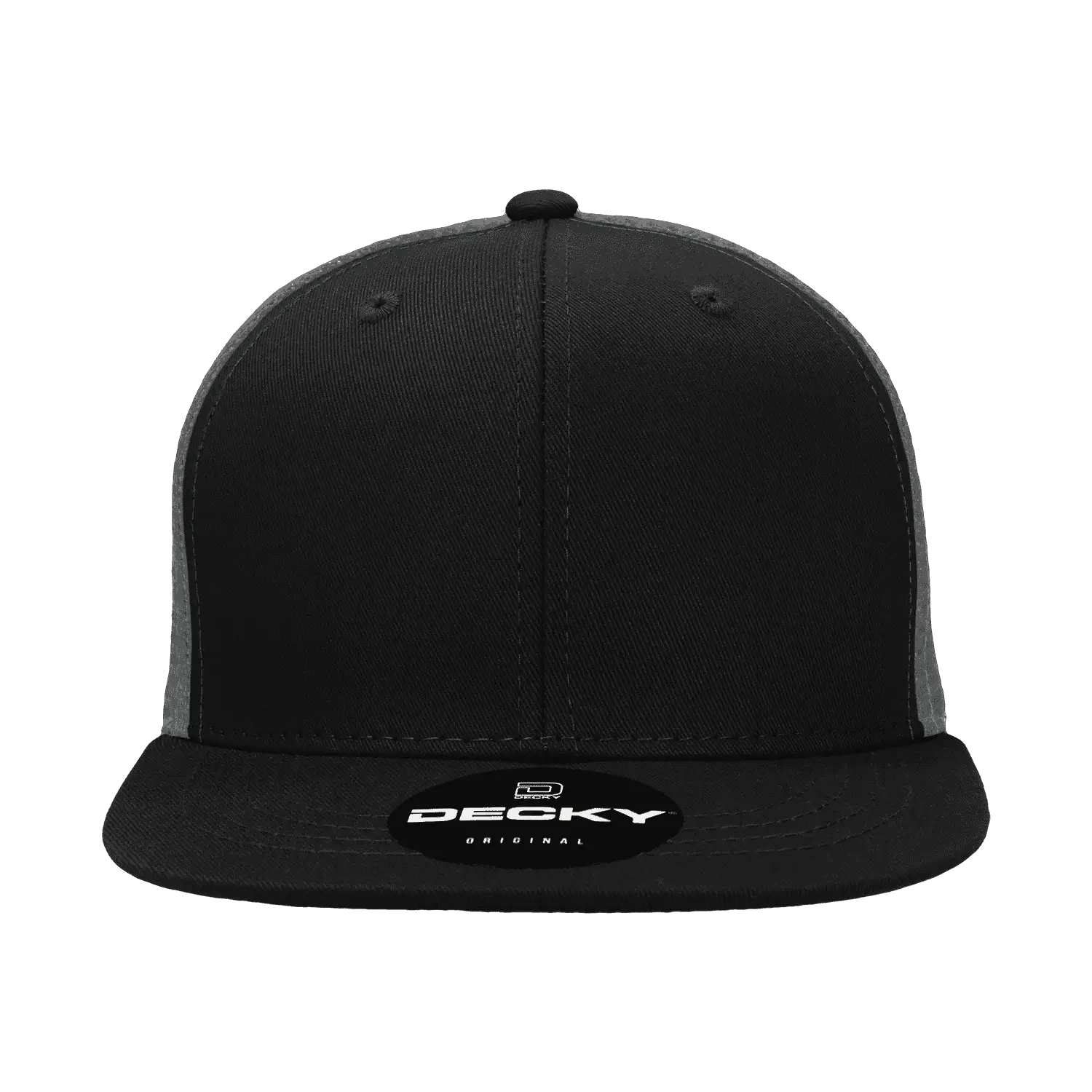 Decky 1052 6 Panel Flat Bill Trucker Cap - Black Charcoal - Black Dark Gray / One Size Fits Most
