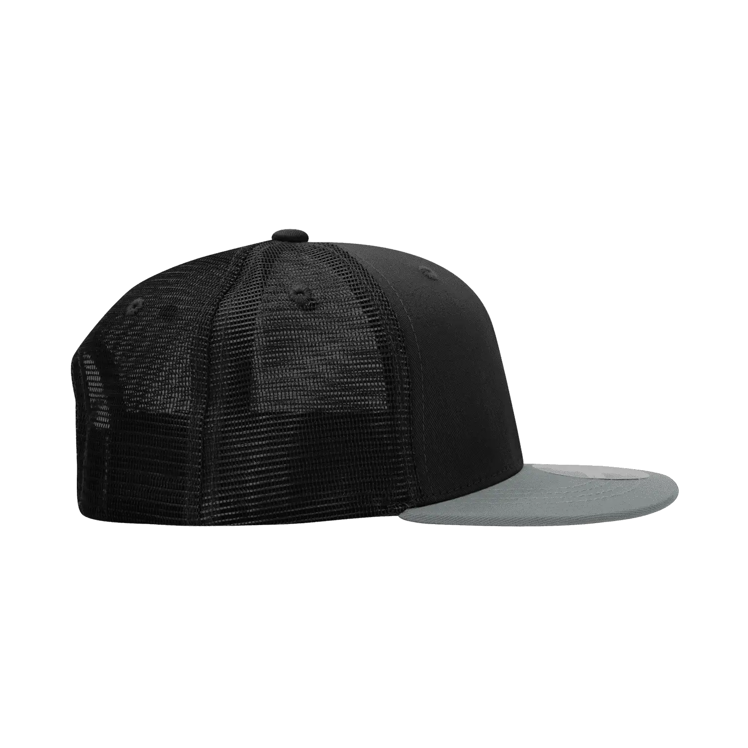 Decky 1052 6 Panel Flat Bill Trucker Cap - Black Dark Gray - Black Dark Gray / One Size Fits Most
