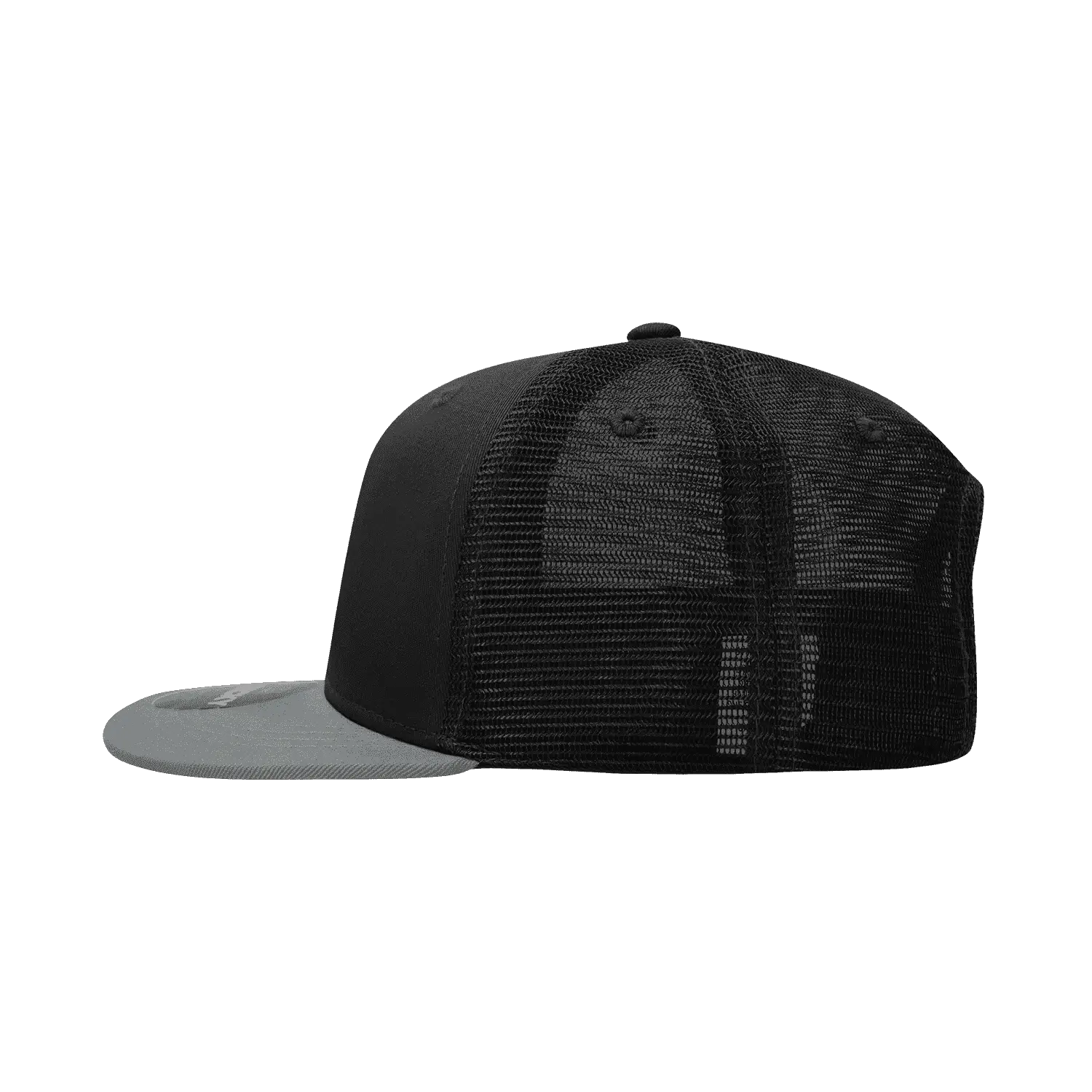 Decky 1052 6 Panel Flat Bill Trucker Cap - Black Dark Gray - Black Dark Gray / One Size Fits Most