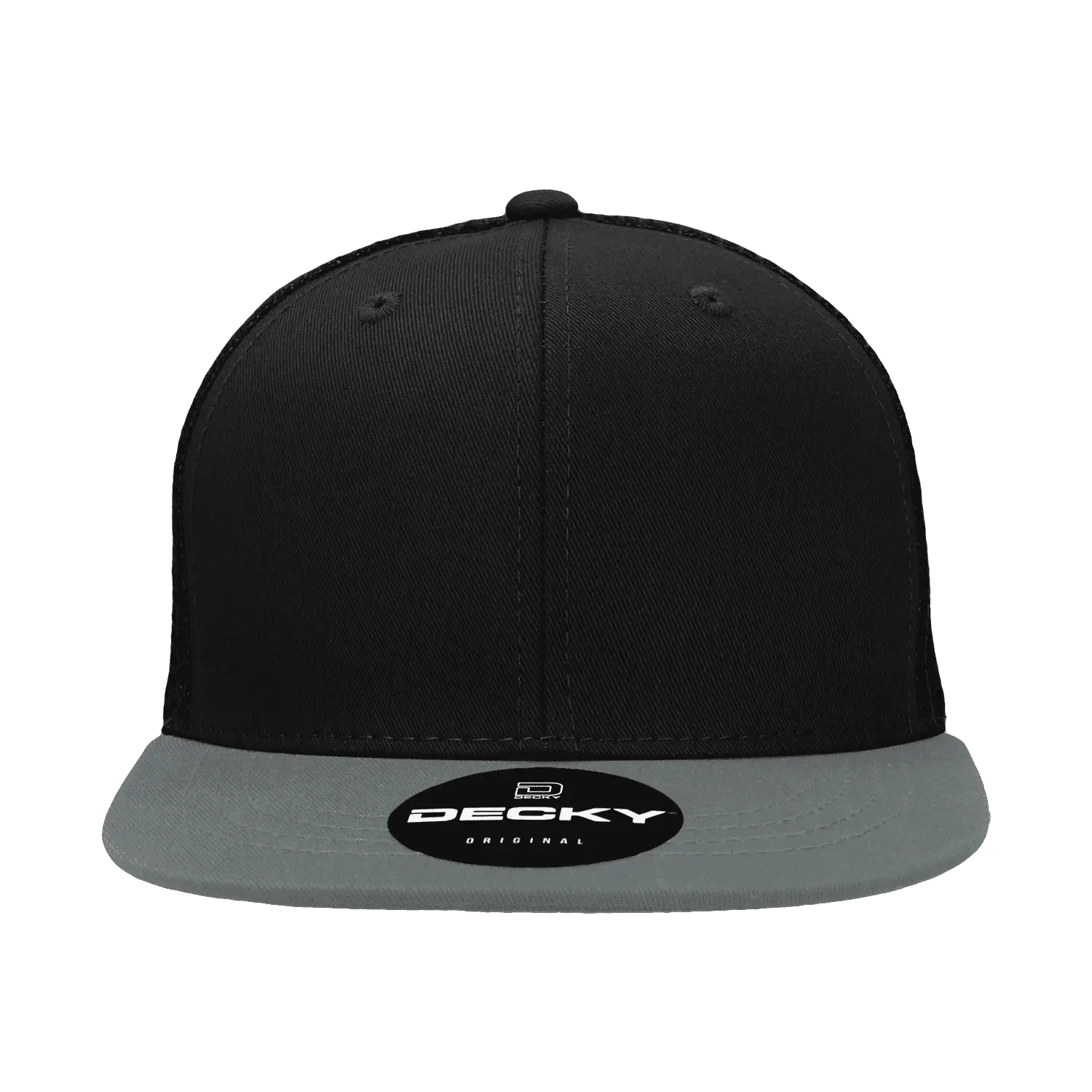 Decky 1052 6 Panel Flat Bill Trucker Cap - Black Dark Gray - Black Dark Gray / One Size Fits Most