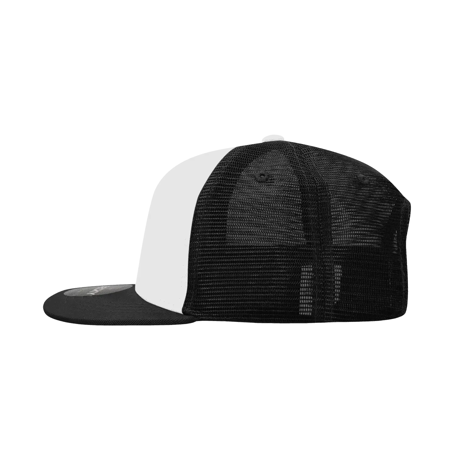 Decky 1052 6 Panel Flat Bill Trucker Cap - Black White Black - Black White / One Size Fits Most