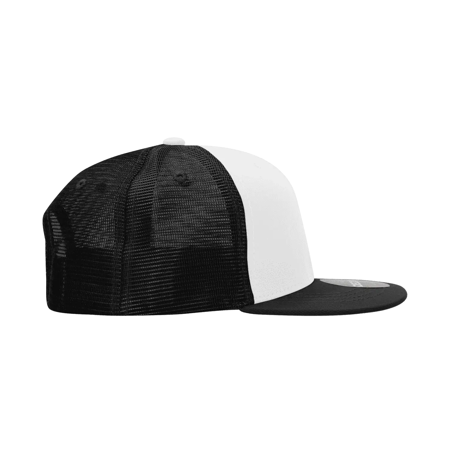 Decky 1052 6 Panel Flat Bill Trucker Cap - Black White Black - Black White / One Size Fits Most