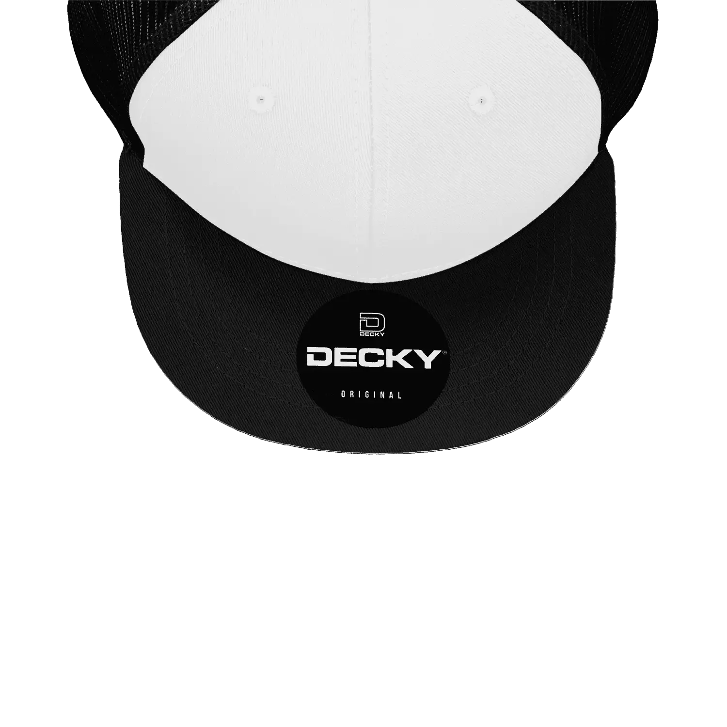Decky 1052 6 Panel Flat Bill Trucker Cap - Black White Black - Black White / One Size Fits Most