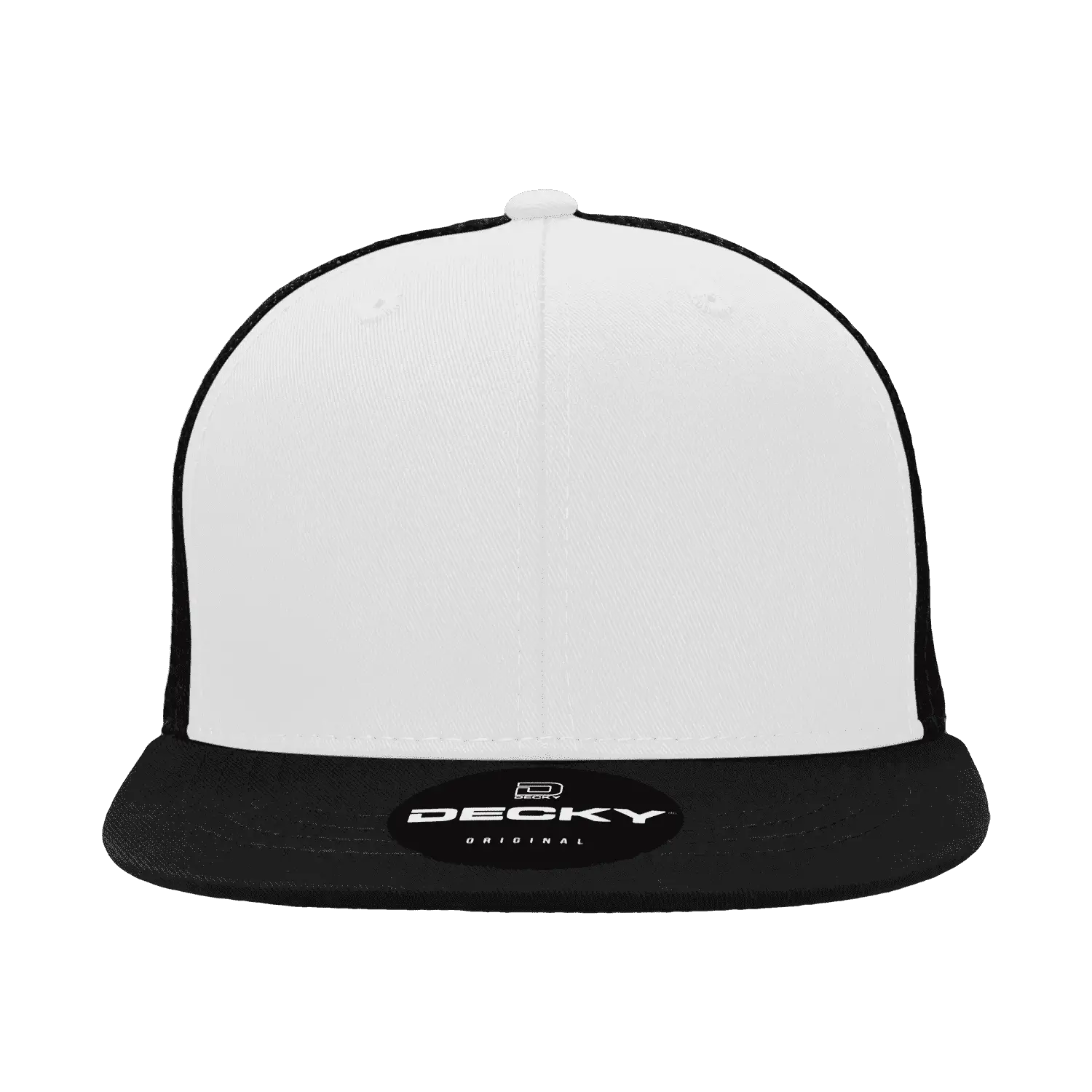 Decky 1052 6 Panel Flat Bill Trucker Cap - Black White Black - Black White / One Size Fits Most