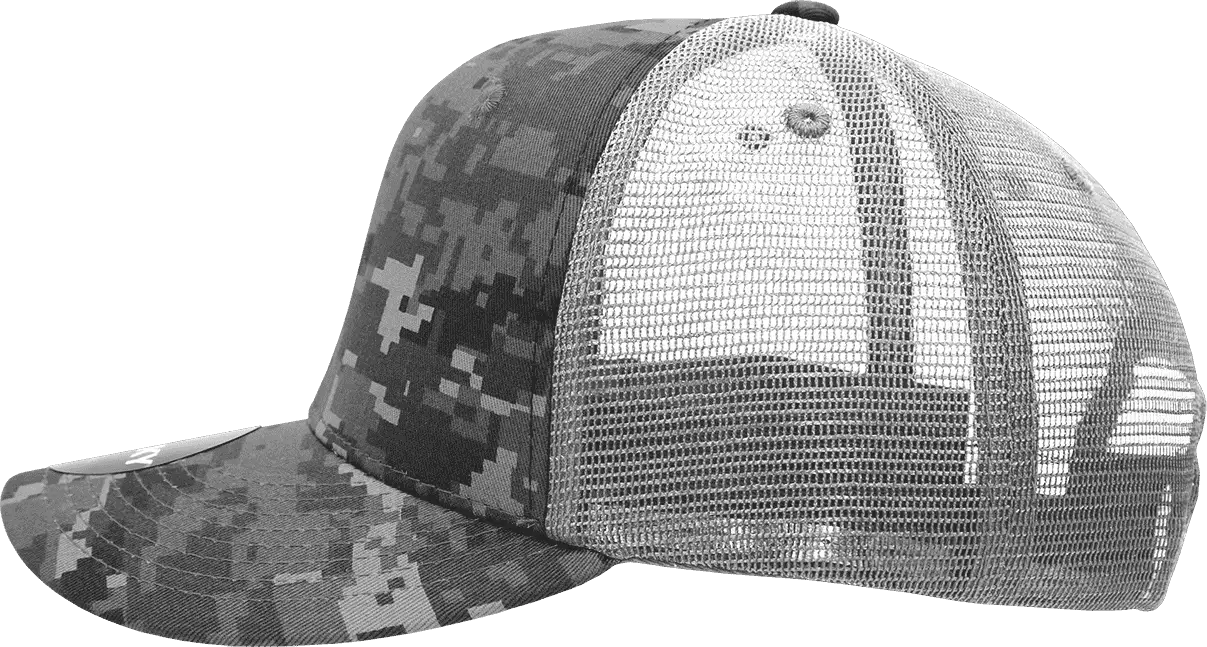 Decky 1054 Cotton Curve Bill Trucker Cap - NTG Camo Charcoal - NTG Camo Charcoal / One Size Fits Most