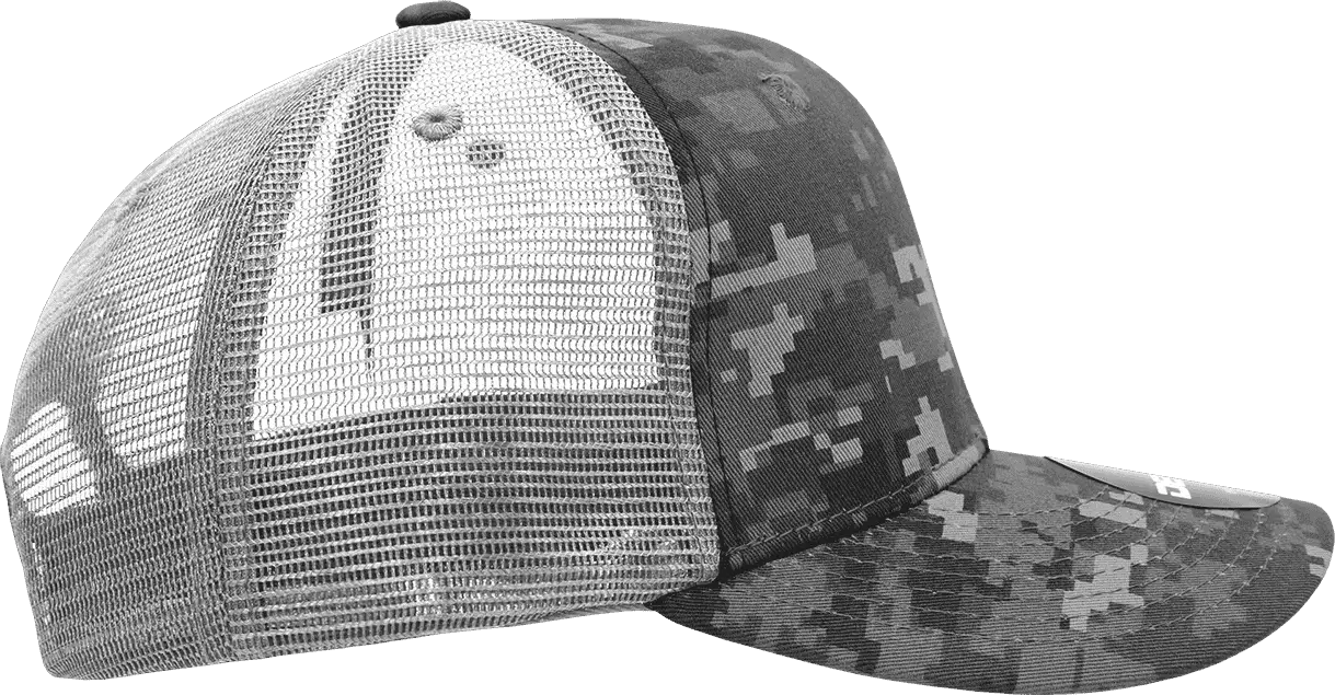 Decky 1054 Cotton Curve Bill Trucker Cap - NTG Camo Charcoal - NTG Camo Charcoal / One Size Fits Most