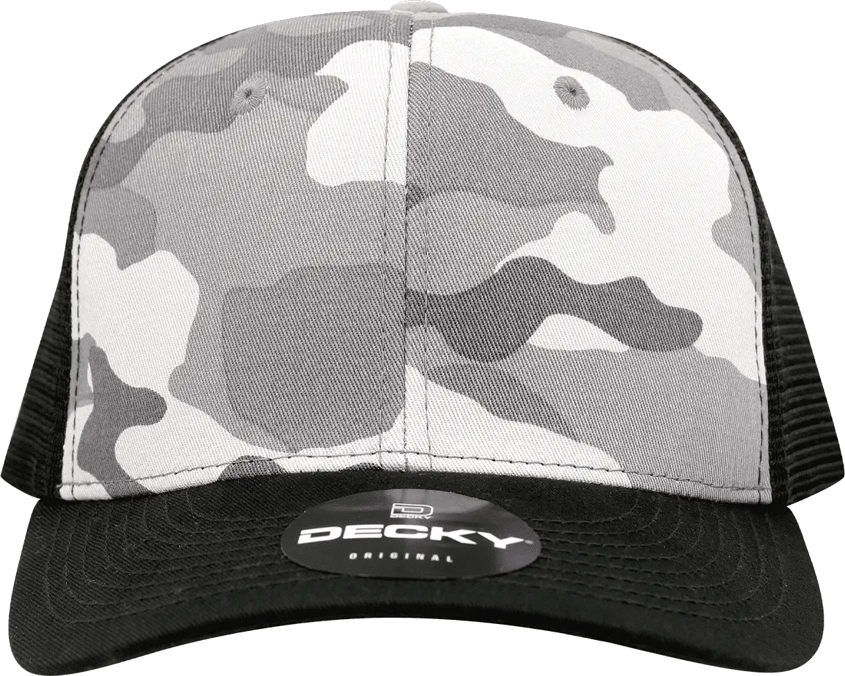 Decky 1054 Cotton Curve Billl Trucker Cap - Black Urban Camo Black - Black Urban Camo Black / One Size Fits Most