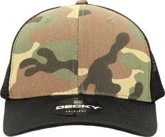 Decky 1054 Cotton Curve Billl Trucker Cap Black Woodland Camo Black Woodland / One Size Fits Most