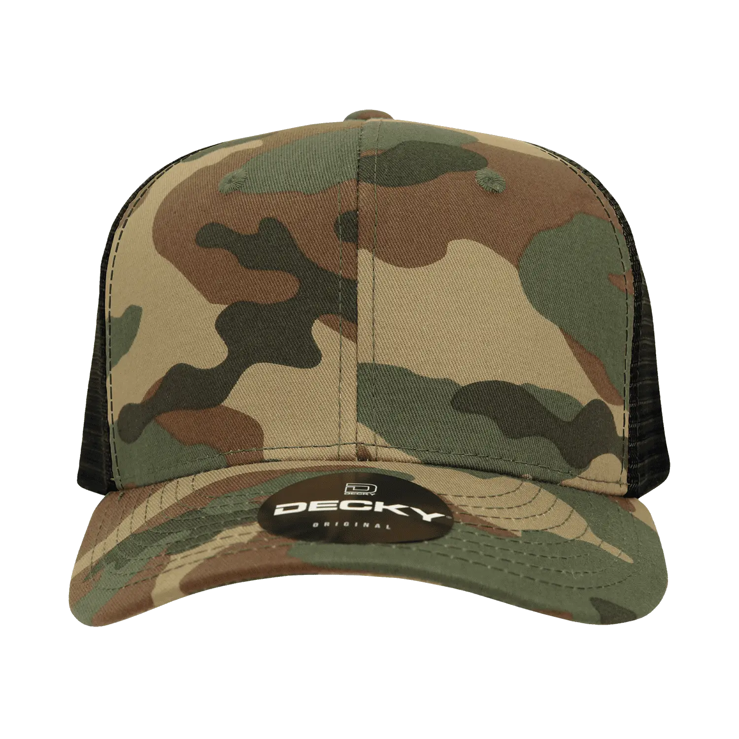 Decky 1054 Cotton Curve Billl Trucker Cap - Woodland Camo Black - Muti-Color / One Size Fits Most