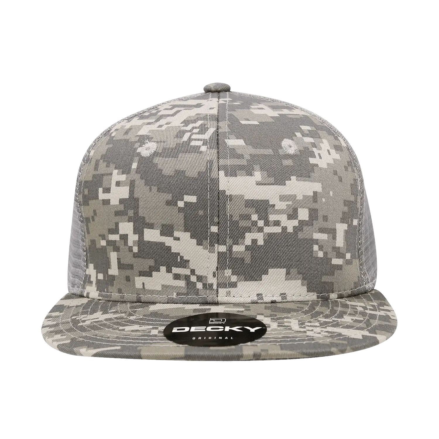 Decky 1055 Camo Flat Bill Trucker Cap - Army Digicam Gray - Army Digicam Gray / One Size Fits Most