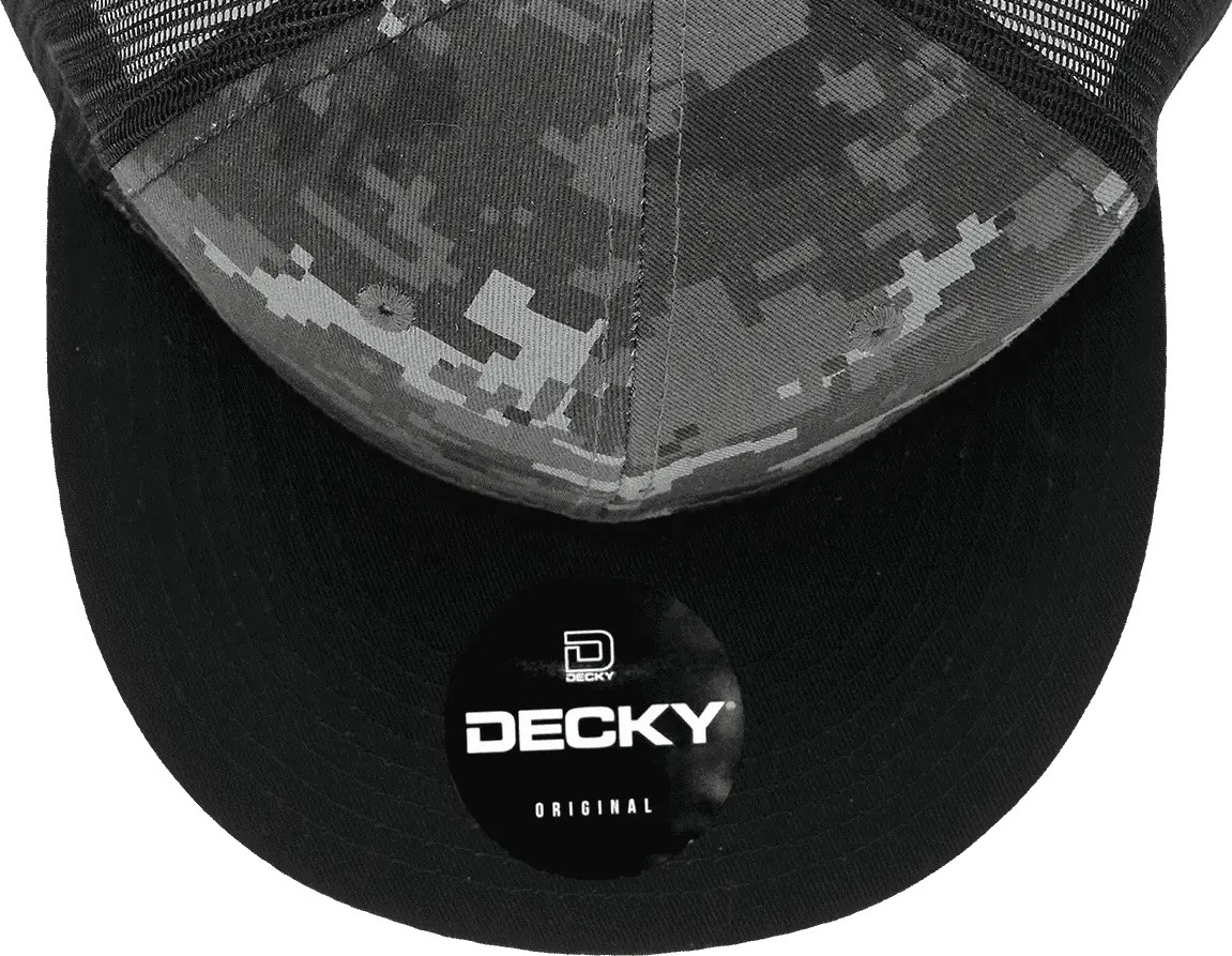 Decky 1055 Camo FLAT Bill Trucker Cap - Black NTG Camo - Black NTG Camo / One Size Fits Most