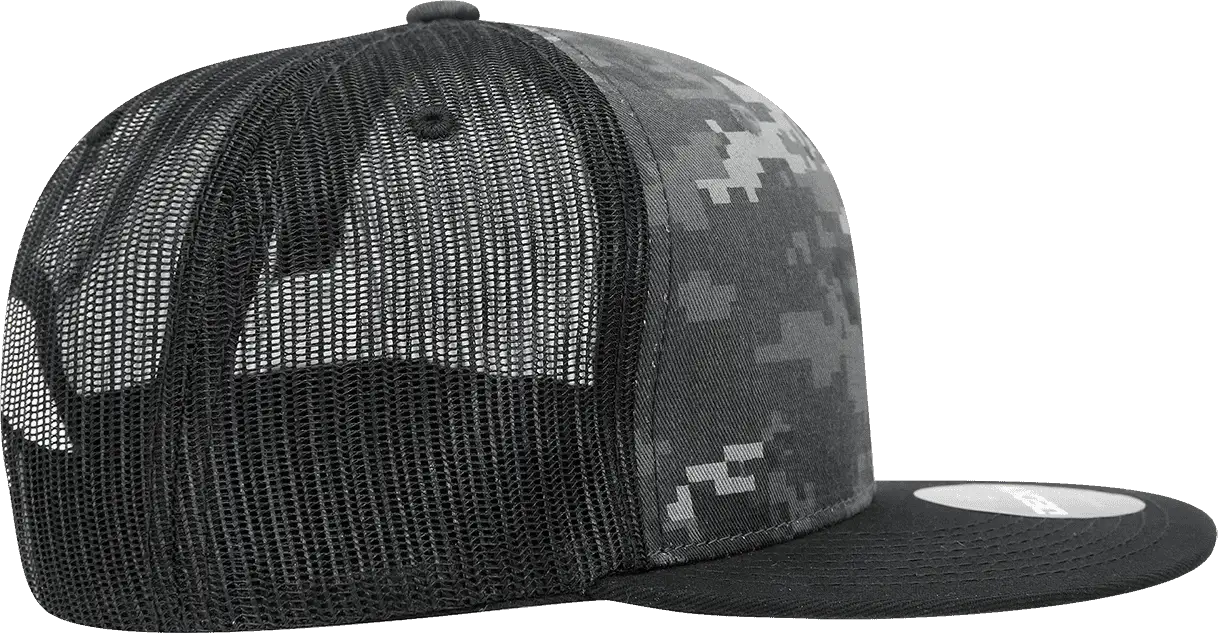 Decky 1055 Camo FLAT Bill Trucker Cap - Black NTG Camo - Black NTG Camo / One Size Fits Most