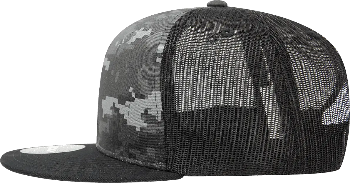 Decky 1055 Camo FLAT Bill Trucker Cap - Black NTG Camo - Black NTG Camo / One Size Fits Most